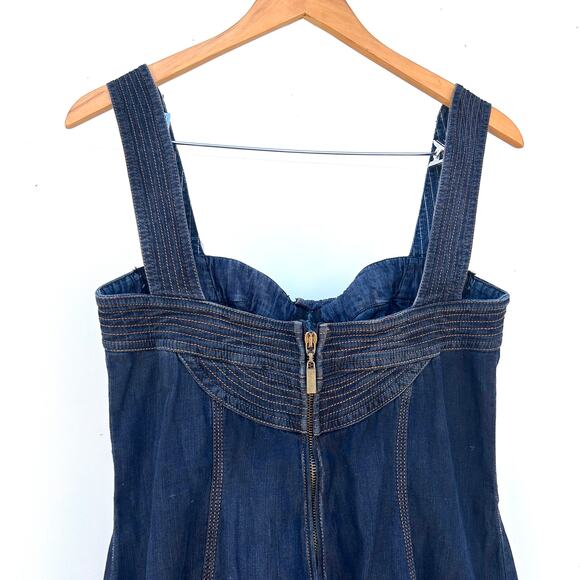 Vintage Roberto Cavalli Y2K 2000s Denim Jean Bustier Mini Dress 44 Size 8 - Picture 9 of 16